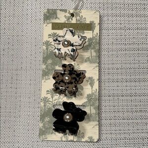 Parker & Grey 3 hair floral faux pearl shape ivory tan black animal claw clips